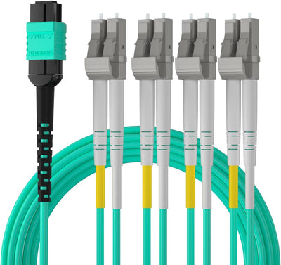 10Gtek Fiber Optic Cable Patch Cord - MPO to 8X LC Fanout Fiber Jumper Cable, OM3 MMF 8-core Fiber,