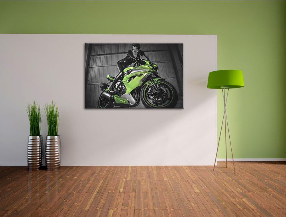Pixxprint Bike mit Model 100x70cm Leinwandbild Wandbild Kunstdruck, 100x70