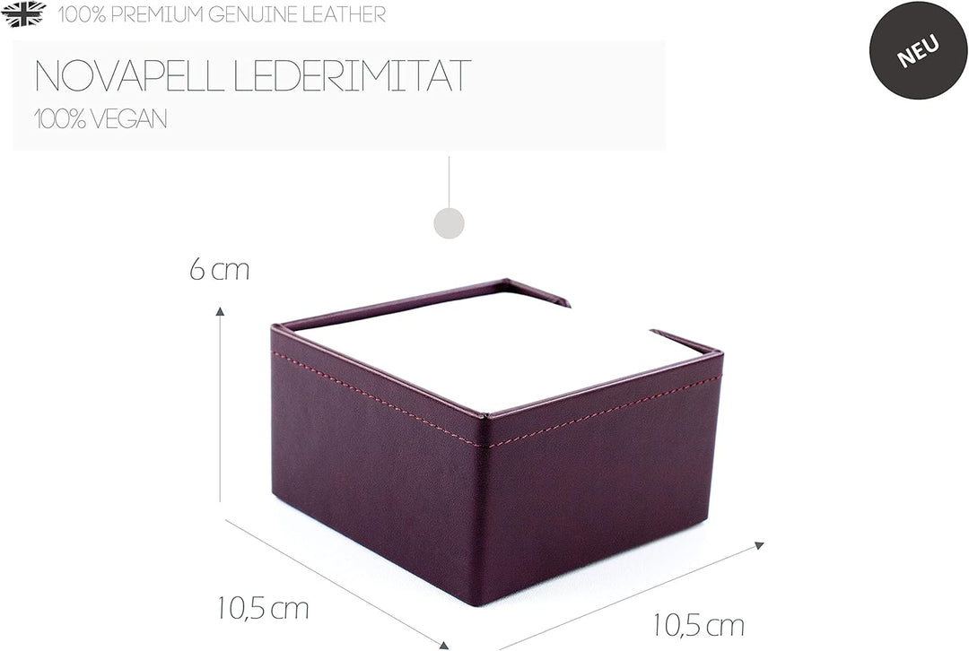 DELMON VARONE - Zettelkasten aus veganem Kunstleder Weinrot - Zettelbox inkl. 500 Blatt Papier - Not