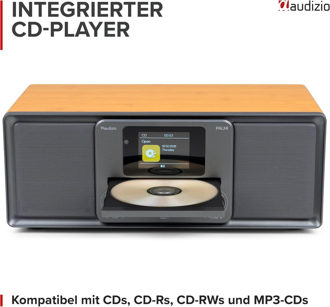 Audizio Palmi - DAB Radio mit CD Player - 60 Watt Stereoanlage mit Bluetooth 5.0, USB &amp; Equalizer, W