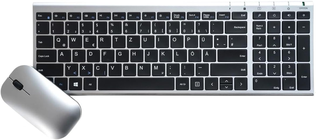 Kabelloses Premium-Set: Tastatur & Maus | QWERTZ DE | Ultra-Slim Design | GER-POL
