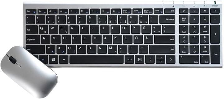 Kabelloses Premium-Set: Tastatur & Maus | QWERTZ DE | Ultra-Slim Design | GER-POL