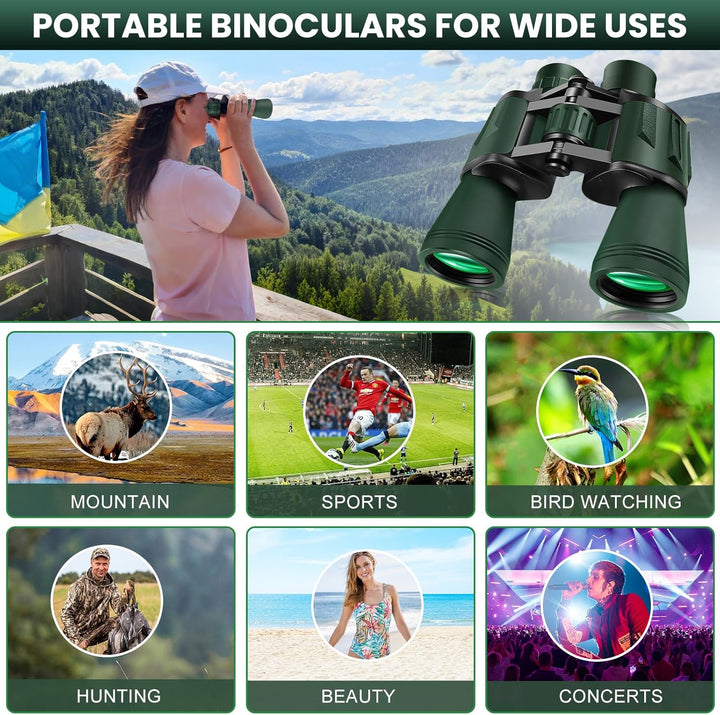 20x50 Fernglas für Erwachsene, HD Wasserdichtes Fernglas mit BAK4 Prisma & FMC Objektiv, Tragbares T