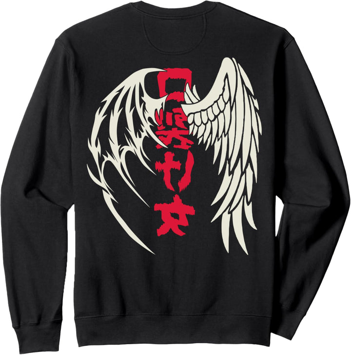 Angel Devil Wings Japan Kanji Zeichen Mythologie Glauben Sweatshirt