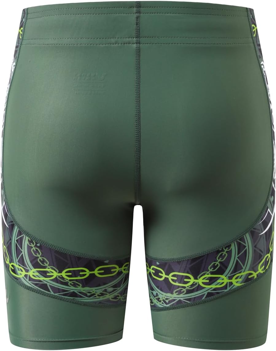 HUGE SPORTS Herren Splice Schwimmhose Kompression Jammer Lang Wilde Serie S Bär Grün, S Bär Grün