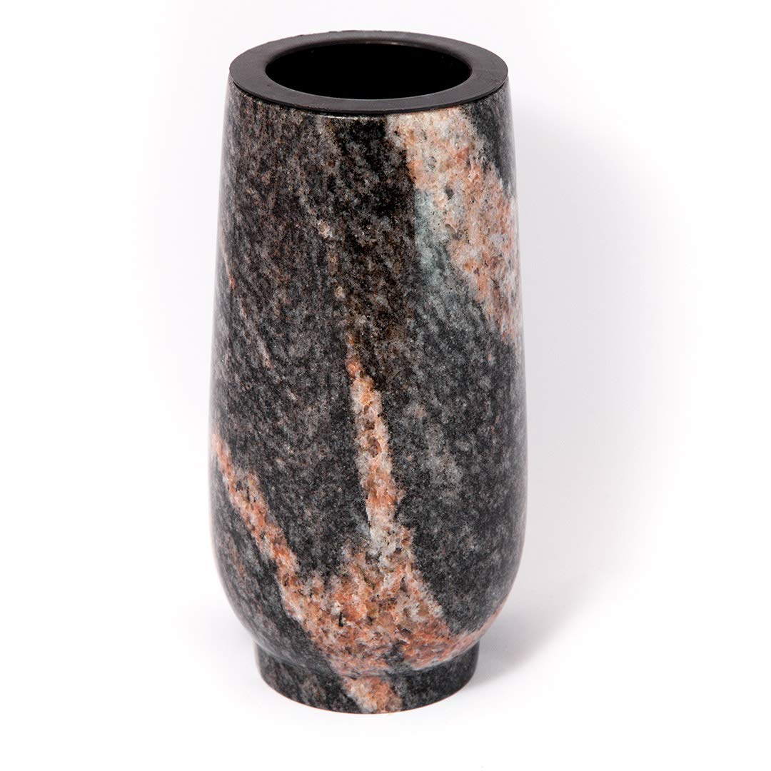 Afterglow Stilvolle Grabvase Classic aus echtem Granit Himalaya Höhe 20 cm/Ø 10 cm Grabschmuck wette