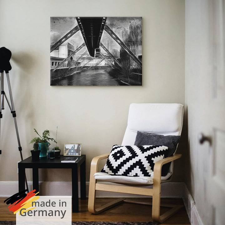 ARTland Leinwandbilder Wandbild Bild auf Leinwand 60 x 45 cm Wanddeko Architektur Wuppertal Skyline