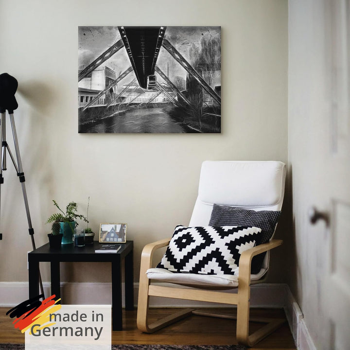 ARTland Leinwandbilder Wandbild Bild auf Leinwand 60 x 45 cm Wanddeko Architektur Wuppertal Skyline