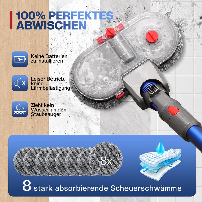 Sosayet Wischaufsatz für Dyson V7/V8/V10/V11/V15 Staubsauger - Elektrischer Bodenwischer Zubehör Ori