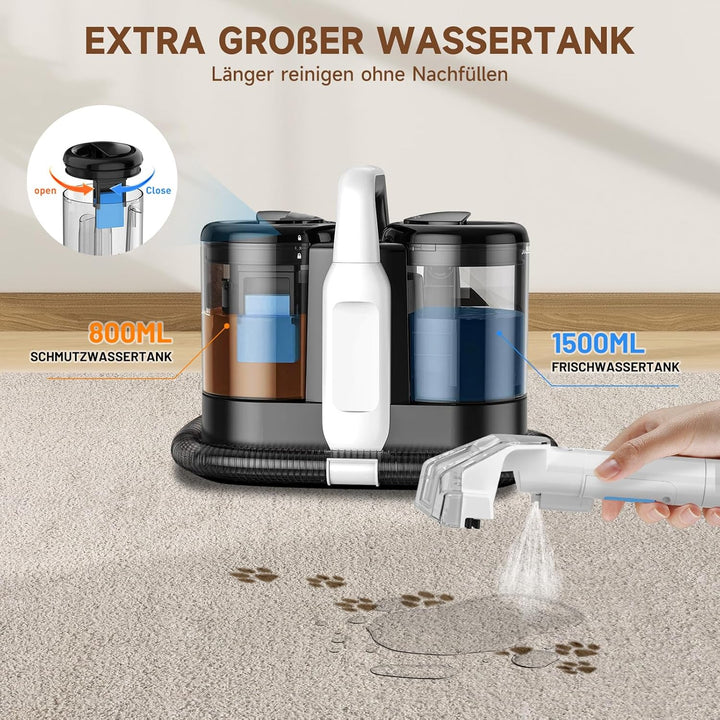 Polsterreiniger Gerät, 17Kpa Pro Power | Teppichreiniger Waschsauger mit Reinigungsmittel | 600W Nas