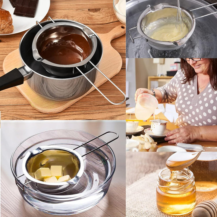 Pinsheng Wasserbad-Schmelztopf, Schmelztopf Edelstahl mit 2 Ausgüssen, Doppelkessel-Schmelztopf für