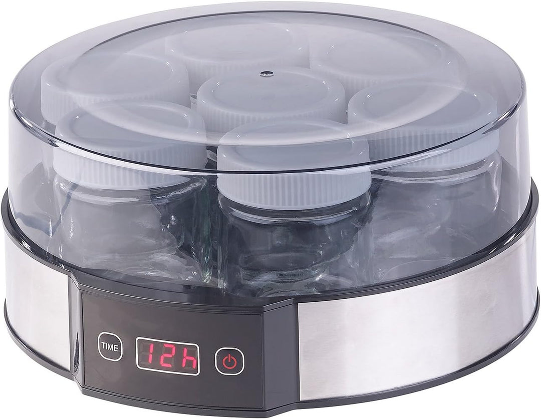 Rosenstein & Söhne Joghurtzubereiter: Joghurt-Maker mit Zeitschaltuhr, 7 Portionsgläser je 190 ml, 2