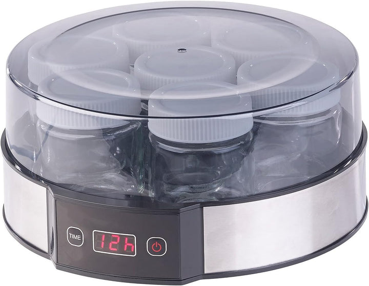 Rosenstein & Söhne Joghurtzubereiter: Joghurt-Maker mit Zeitschaltuhr, 7 Portionsgläser je 190 ml, 2