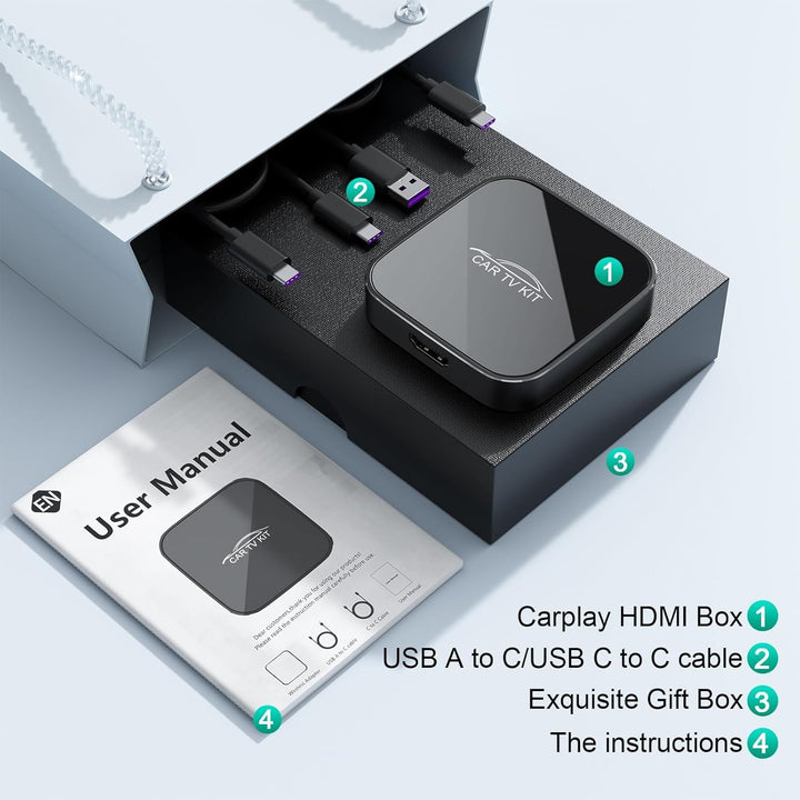 3 in 1 Car TV Mate Pro mit Wireless CarPlay & Android Auto Adapter, HDMI Multimedia TV Stick Konvert