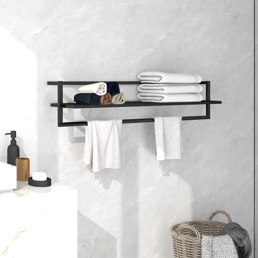 Handtuchhalter mit Regal, Blanket Ladder mit Metallrahmen für Balkon, Badezimmer, Platzsparend, Nich