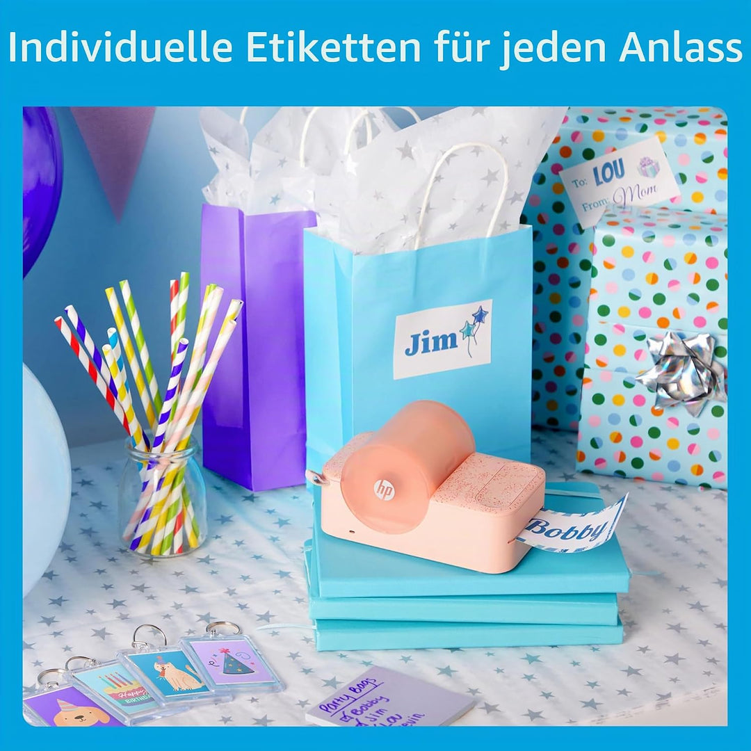 HP Sprocket Panorama Tragbarer Sofort-Farbetiketten- und Fotodrucker (Rosa), Geschenkpaket mit Etui,