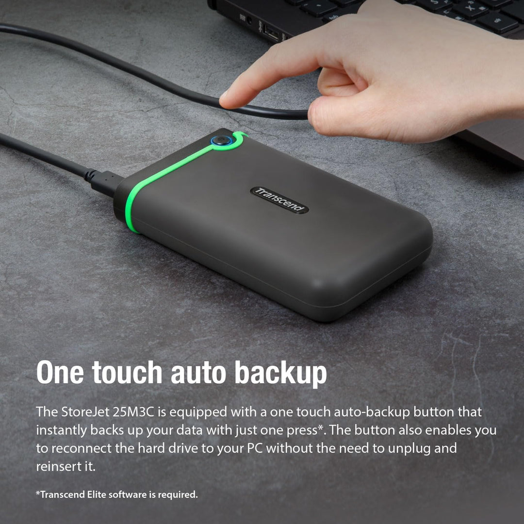 Transcend 2 TB USB Type-C Storejet 25M3C – 2, 5 Zoll Externe Festplatte Stossfest Typ C TS2TSJ25M3C,