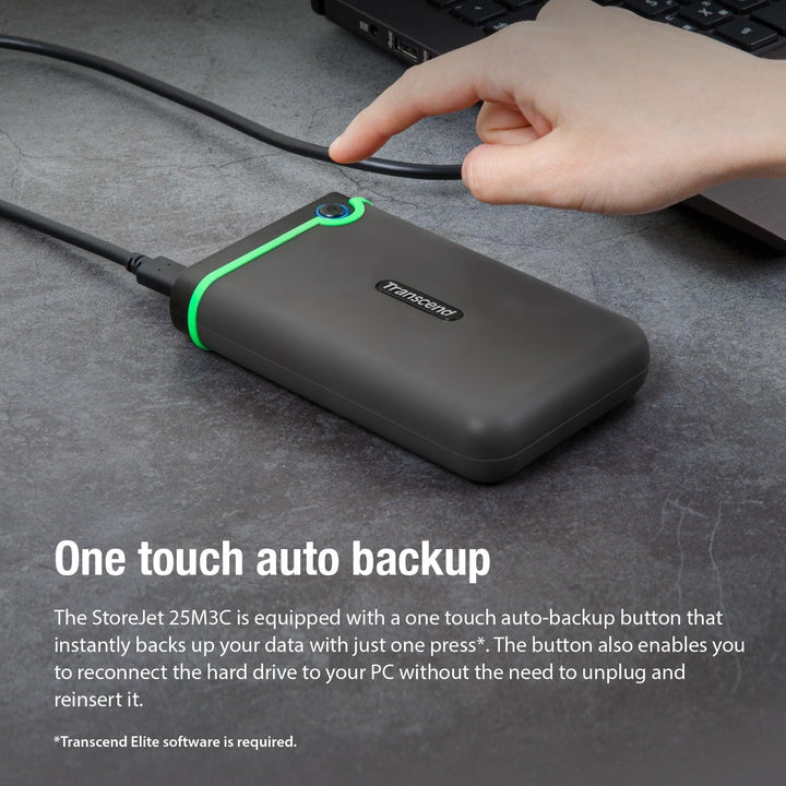 Transcend 2 TB USB Type-C Storejet 25M3C – 2, 5 Zoll Externe Festplatte Stossfest Typ C TS2TSJ25M3C,