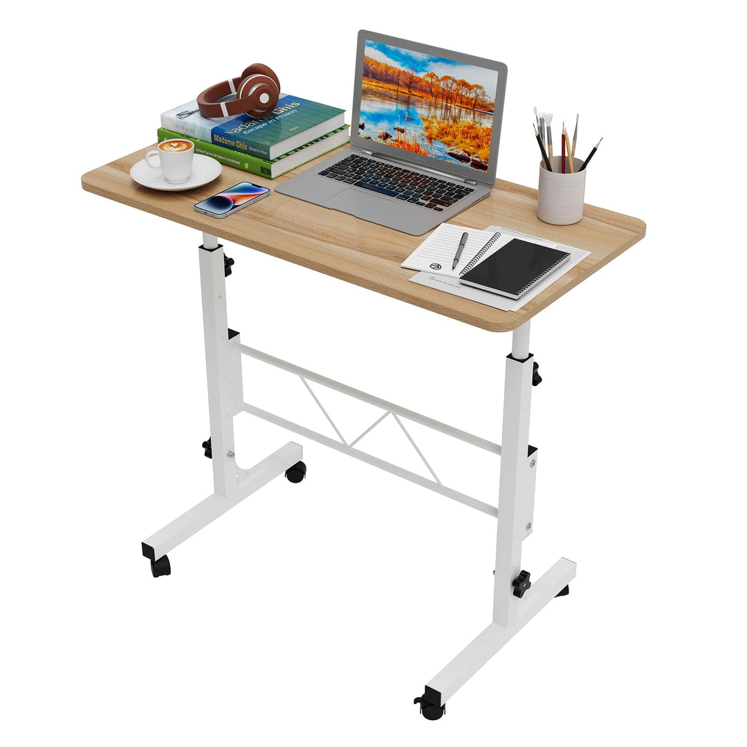 80x40cm Laptoptisch mit Rollen, Laptoptisch Höhenverstellbarer 69-110 cm, Computertisch Mobiler Steh