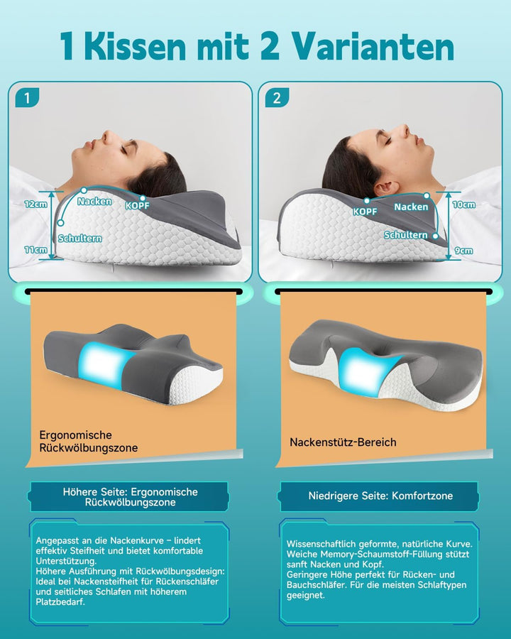 IDEA kopfkissen Nackenschmerzen, Ergonomisches Nackenkissen Kopfkissen, Memory Foam Orthopädische Ki