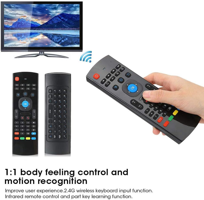 Doppelseitige Air Maus Tastatur, 2,4 G TV Fernbedienung Tastatur Maus Set mit 360 ° Freiraum Bewegun
