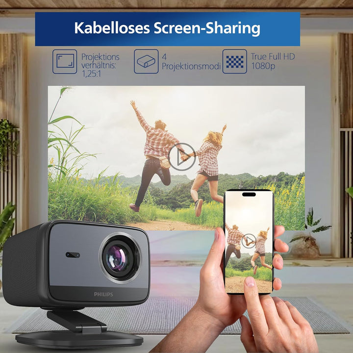 Philips Neopix 450 Smart, 4K-Videoprojektor, Google TV, Native Auflösung 1080p, 500 ANSI-Lumen, Wi-F