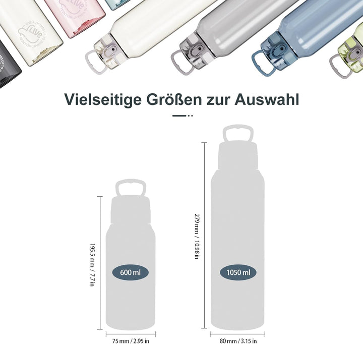UZSPACE Trinkflasche Kinder 600ml, Sport Trinkflasche Auslaufsicher mit Einhandbedienung, Kohlensäur