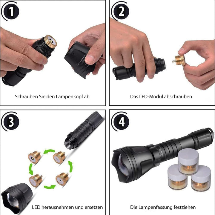 Odepro KL52 Plus Zoom LED Taschenlampe, Extrem Hell Taschenlampen Wiederaufladbare , IP68 Wasserdich