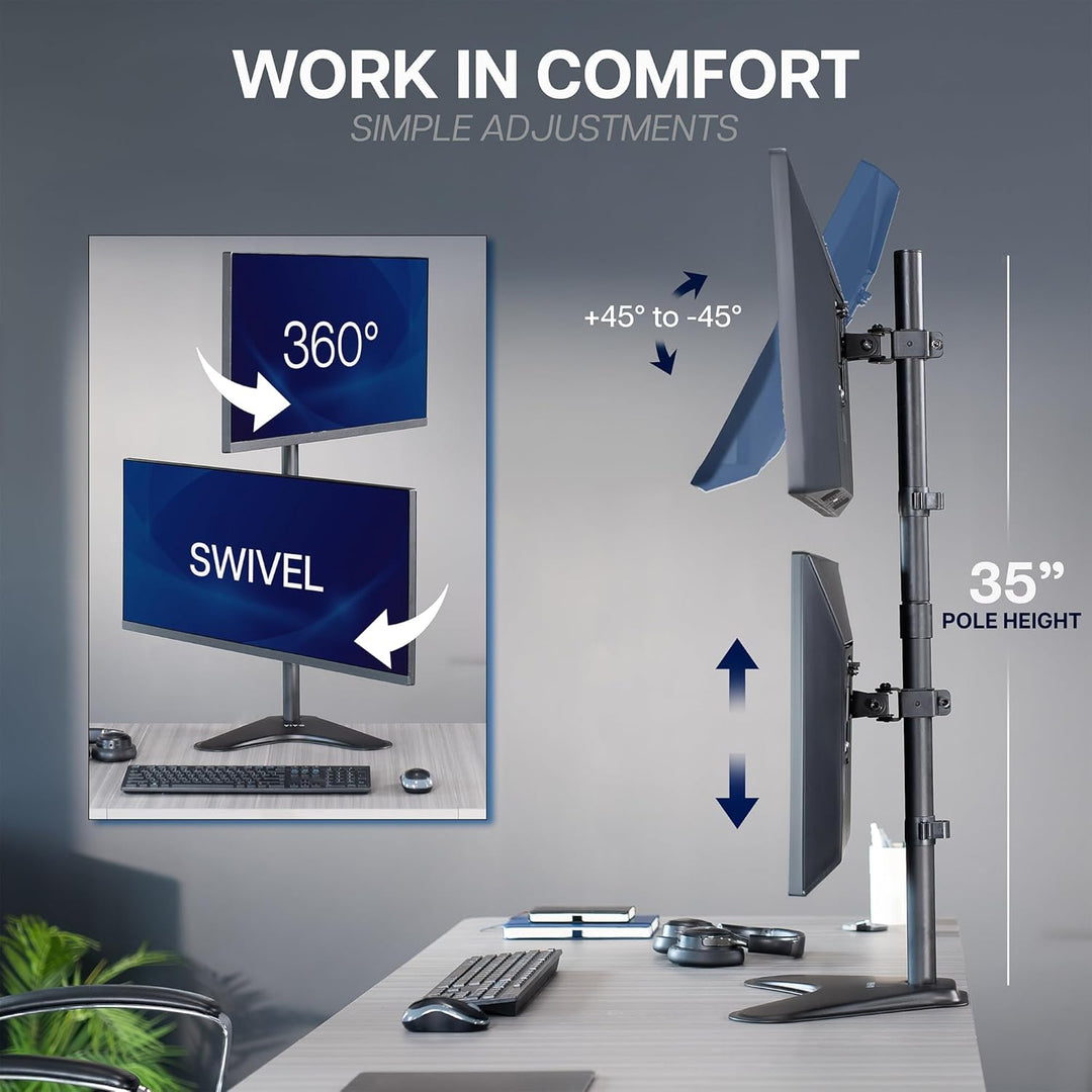 VIVO Stand-V002L Ständer für 2 Bildschirme bis zu 76,2 cm (30 Zoll) vertikal Vertikale Anordnung., V