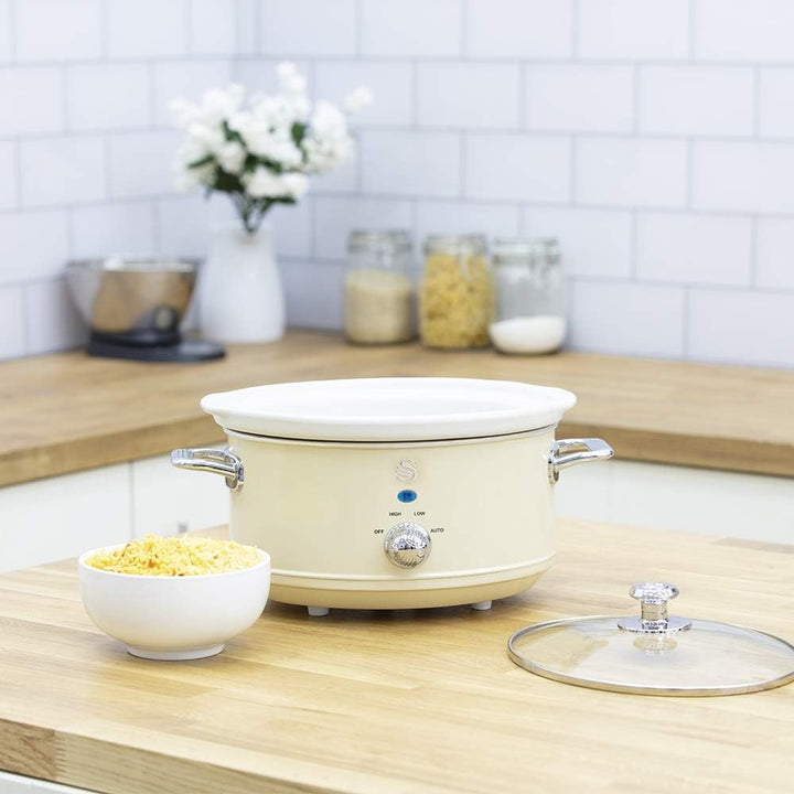 Swan Retro SF17021CNEU Slow Cooker 3,5L Abnehmbarer Kochbehälter, PFOA- und PTFE-freier Keramischer