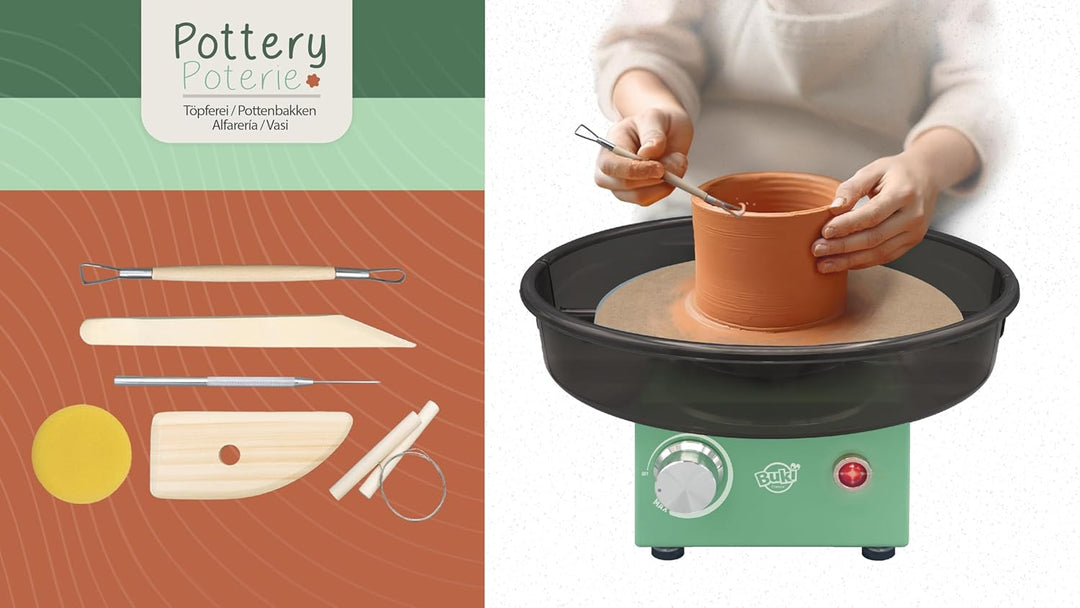 BUKI 5441 - Professional Studio Töpfermeister - Elektrischer Töpferdrehtisch – 220 U/min, 20 cm Meta