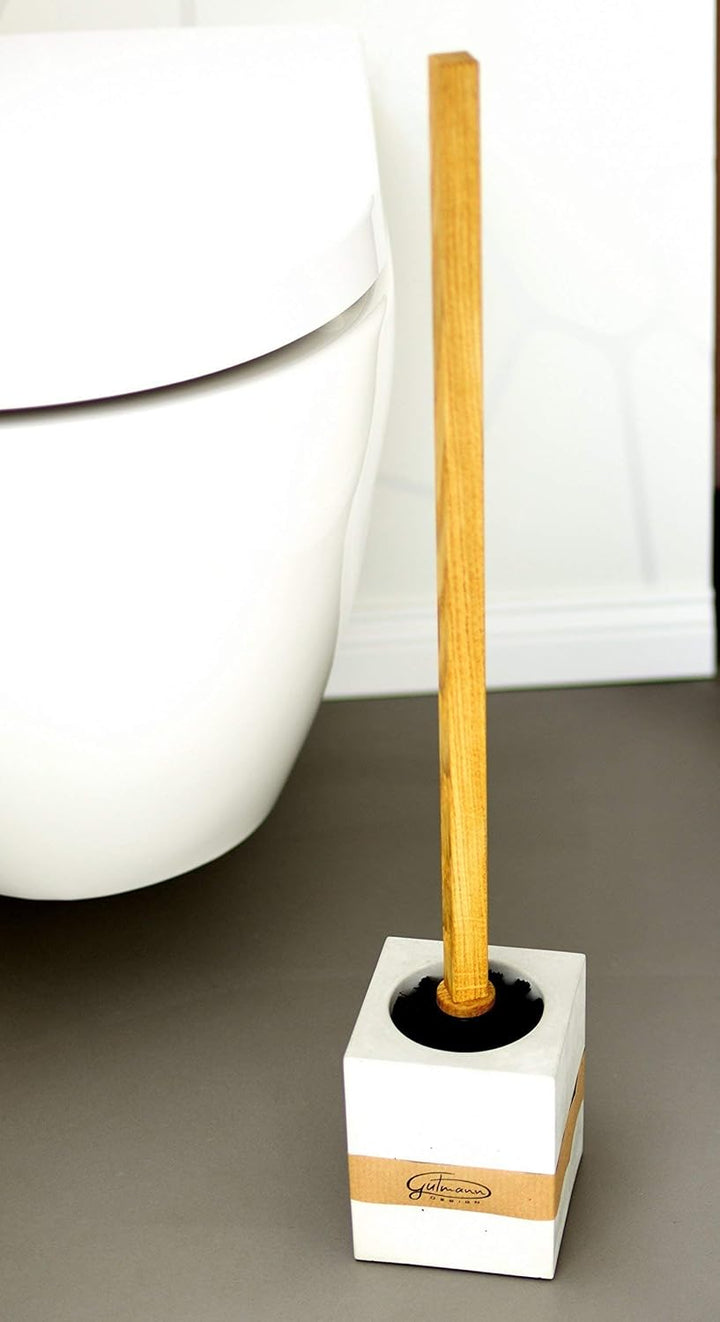 GUTMANN - DESIGN WC Bürstengarnitur aus Beton und Eichenholz WC Bürste WC Bürstenhalter handgemacht
