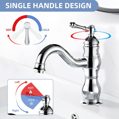 kisimixer Wasserhahn Bad,360° Drehbar Waschtischarmatur-Mischbatterie für Bad, Einhandmischer Wascht