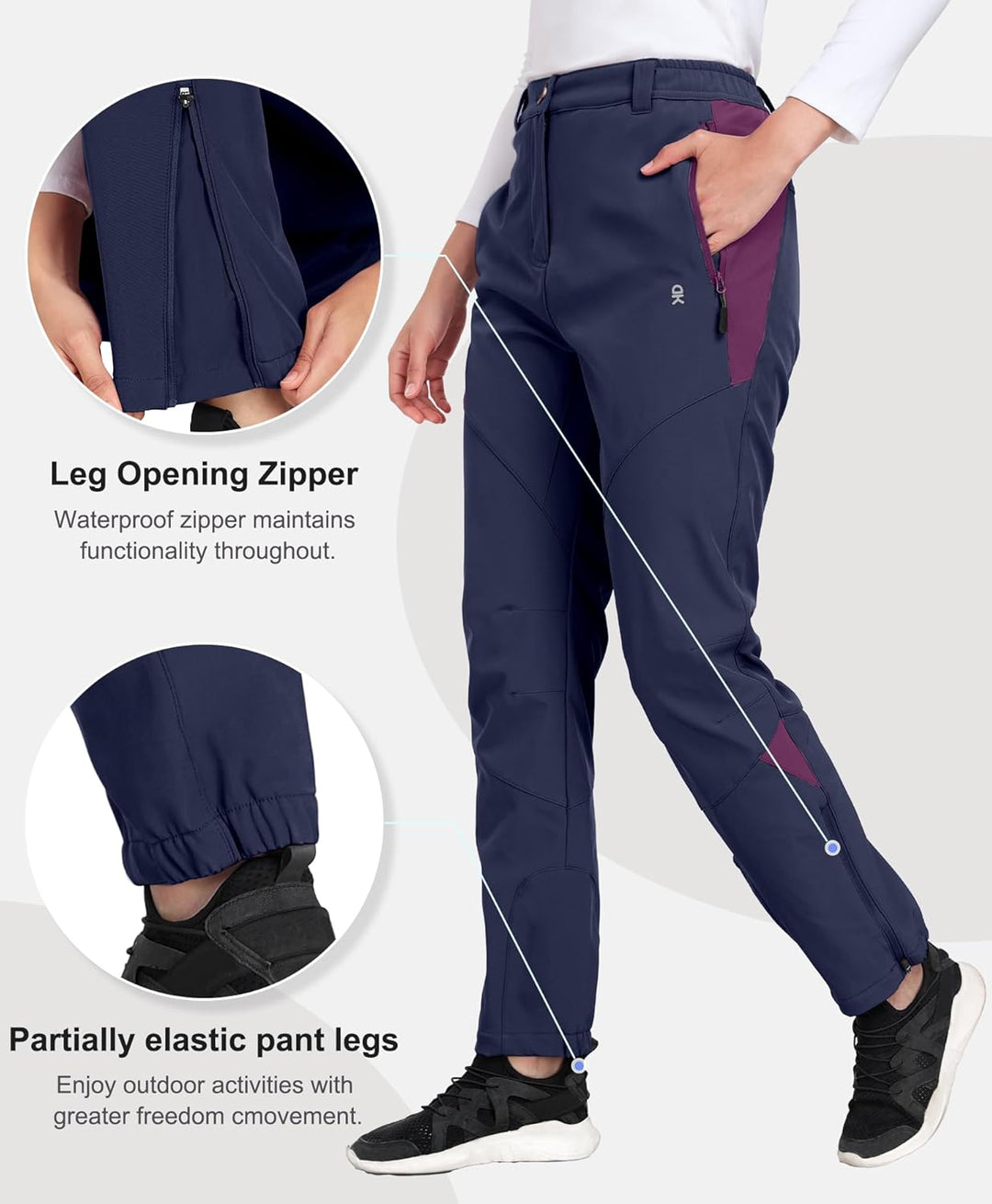Little Donkey Andy Damen Winter Wanderhose Skihose Trekkinghose Snowboardhose, Softshell-Hose, Fleec