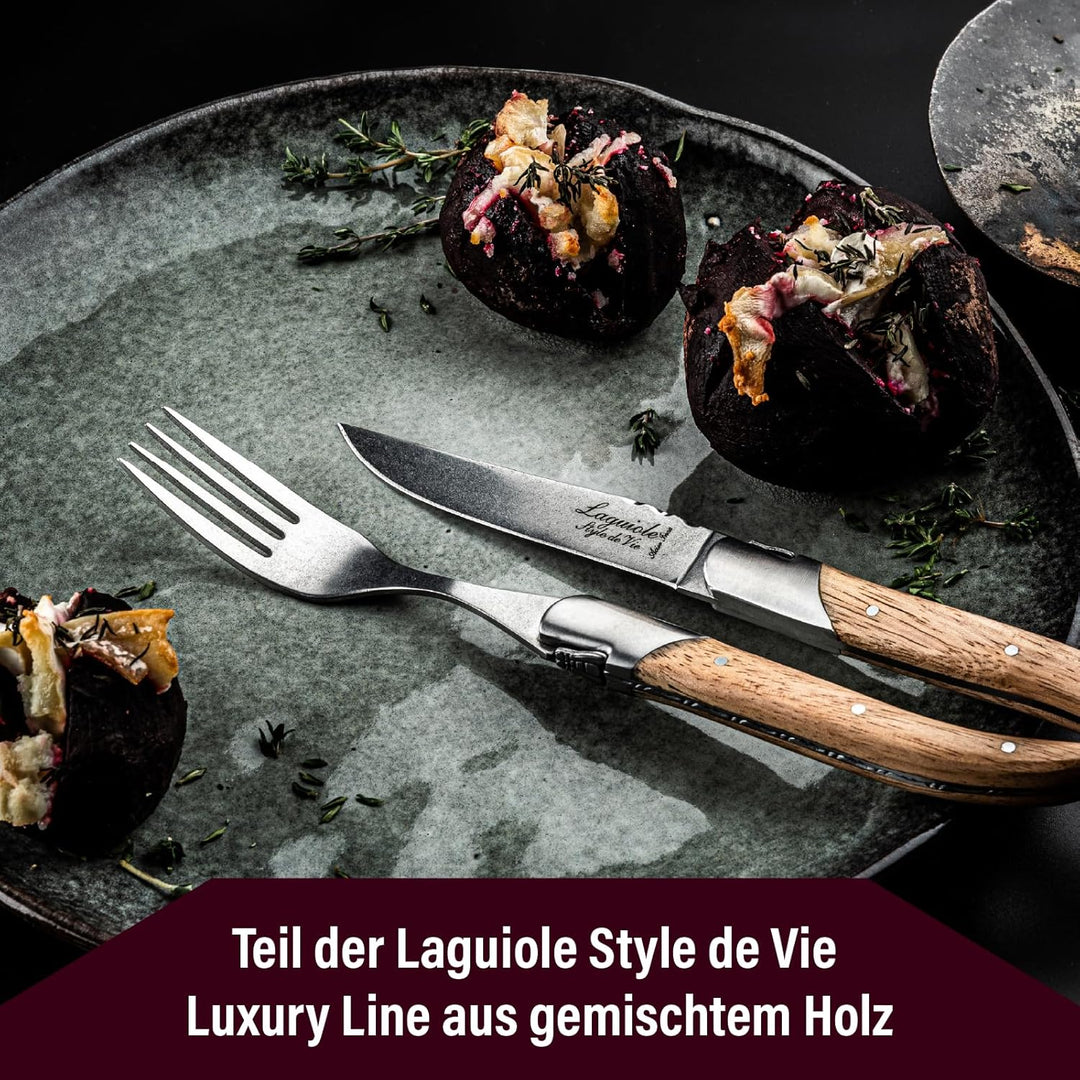 Laguiole Style de Vie Steakmesser Luxury Line, 6-teilig, Gemischtes Holz, Gemischtes Holz
