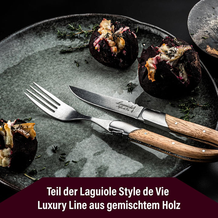 Laguiole Style de Vie Steakmesser Luxury Line, 6-teilig, Gemischtes Holz, Gemischtes Holz