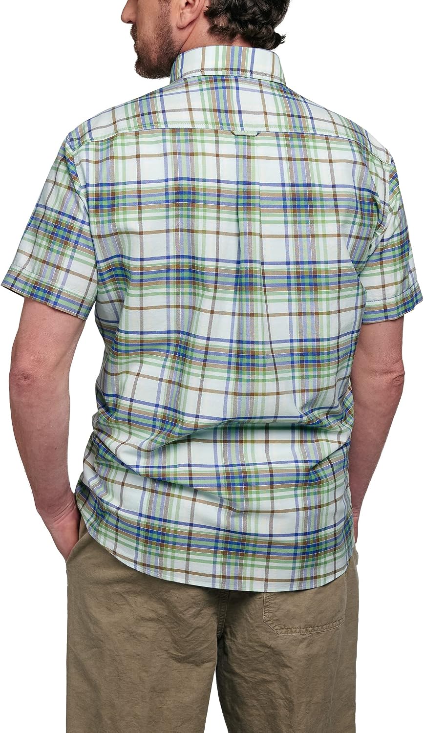 ETERNA Kurzarm Hemd, Regular fit, Upcycling Shirt, Oxford kariert W42, Länge kurzarm Grün, W42, L&amp;