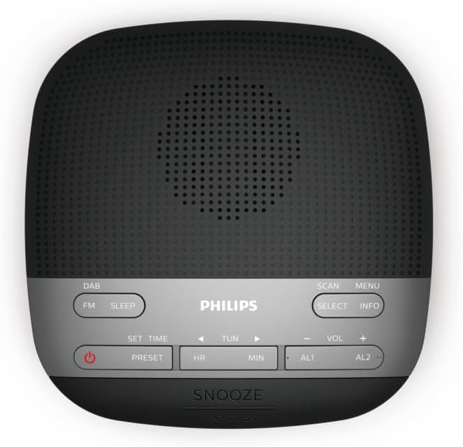 Philips Audio Radiowecker Radio DAB+ (Doppelter Alarm, Sleep Timer, Kompaktes Design, DAB+/UKW Digit