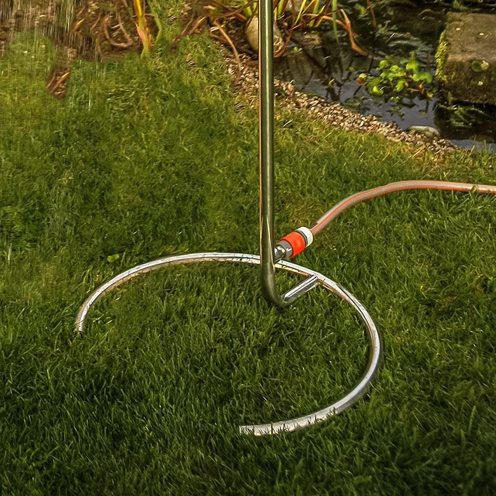 POOL Total IDEAL Dusche Marlin Edelstahl poliert | Kaltwasser-Gartendusche mit Regenduschkopf