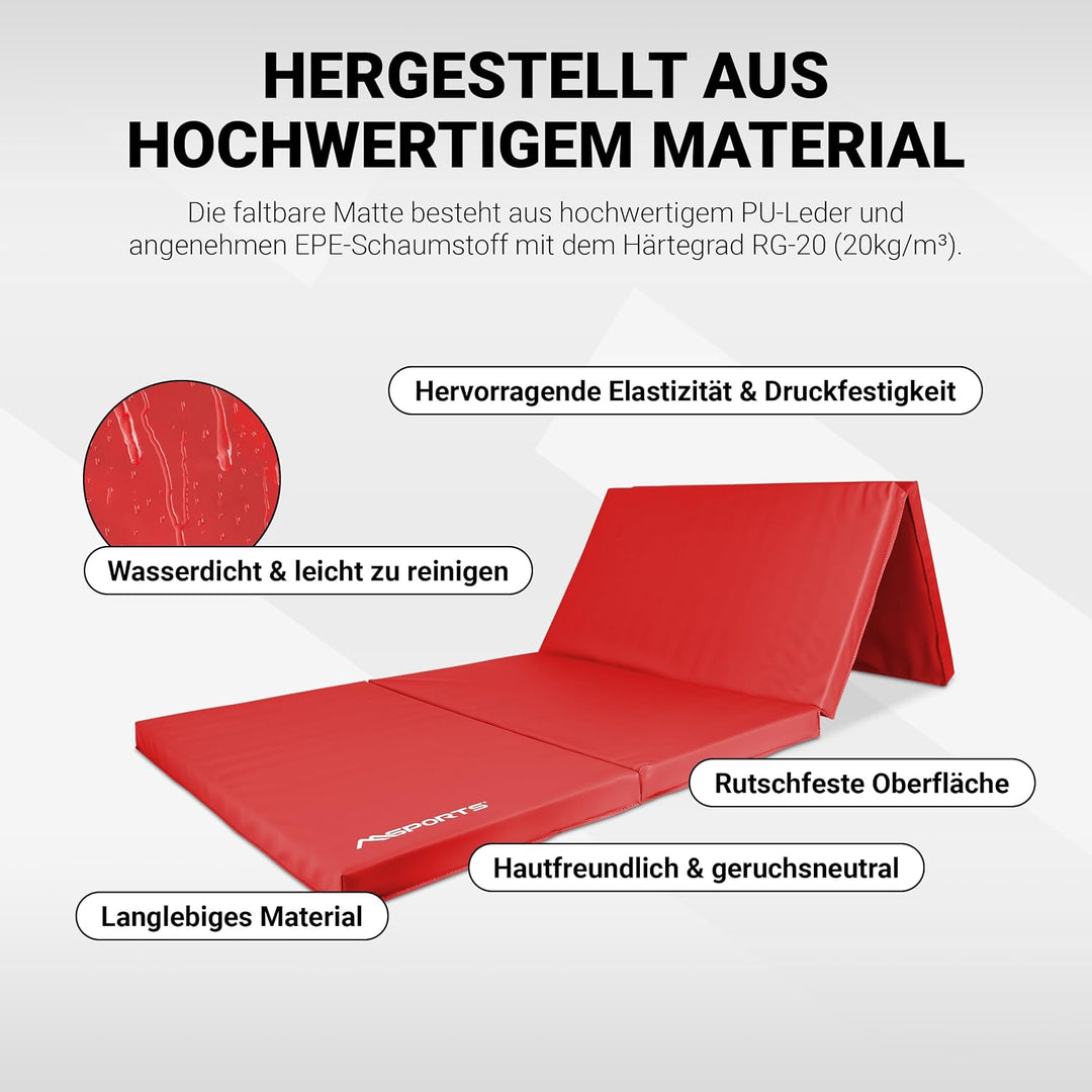 MSPORTS Turnmatte Premium klappbare Weichbodenmatte 190 x 80 x 5 cm Gymnastikmatte faltbare Sportmat