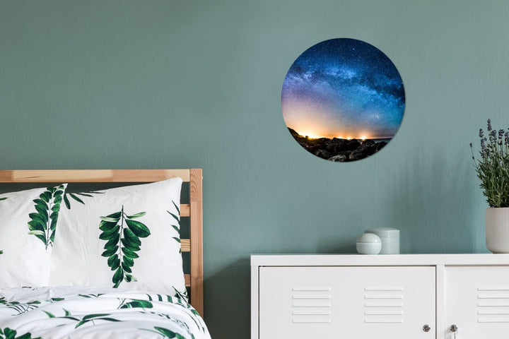 Wandbild Rund Wanddeko Deko Wohnzimmer Bilder 30x30 cm Galaxie - Universum - Sonne - Jungen - Mädche