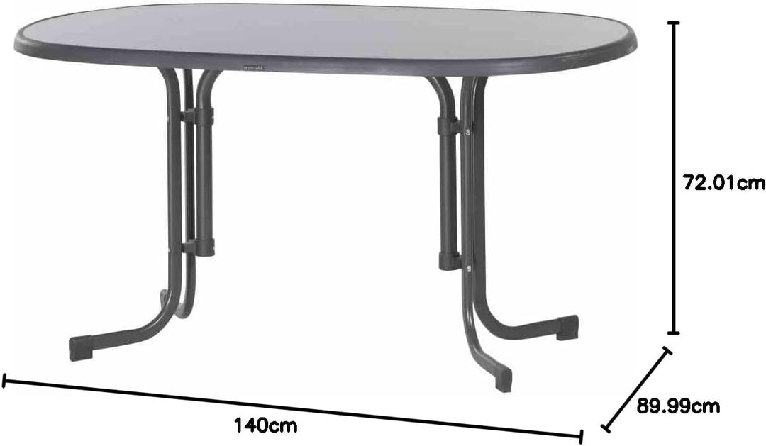 Sieger 252/G Boulevard-Klapptisch mit mecalit-Pro-Platte 140 x 90 cm, Stahlrohrgestell eisengrau, Ti