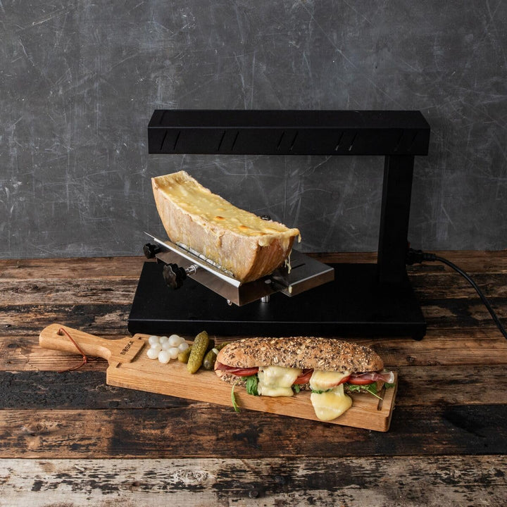 Boska Raclette Demi - Elektrisches Raclette-Gerät für halbe Schleifscheiben - Profi-System mit Drehm