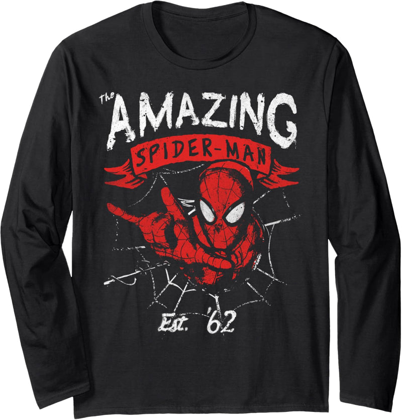 Marvel The Amazing Spider-Man Banner Logo Portrait Langarmshirt