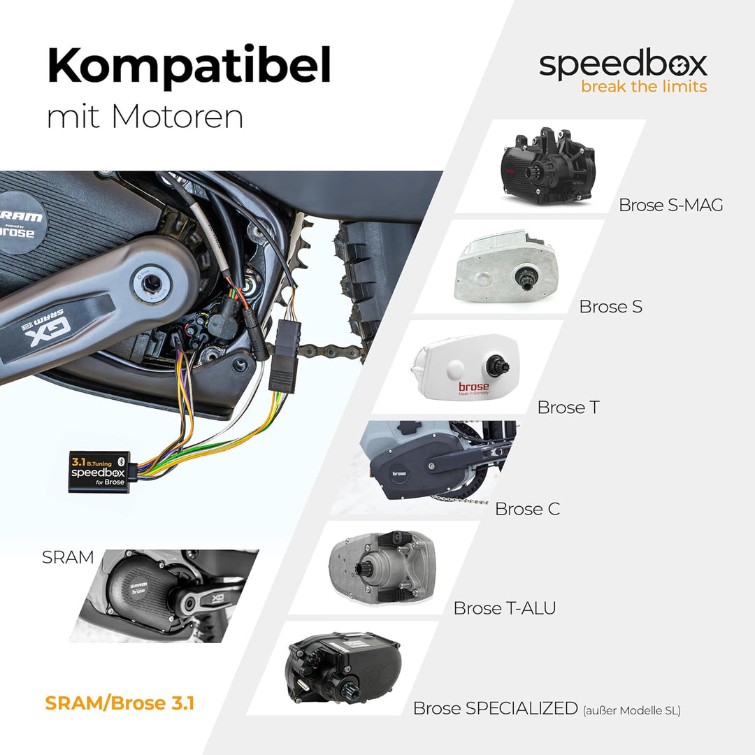 SpeedBox 3.1 kompatibel mit Brose/Specialized/kompatibel mit SRAM Powertrain/E-Bike Tuning-Kit/Entsp