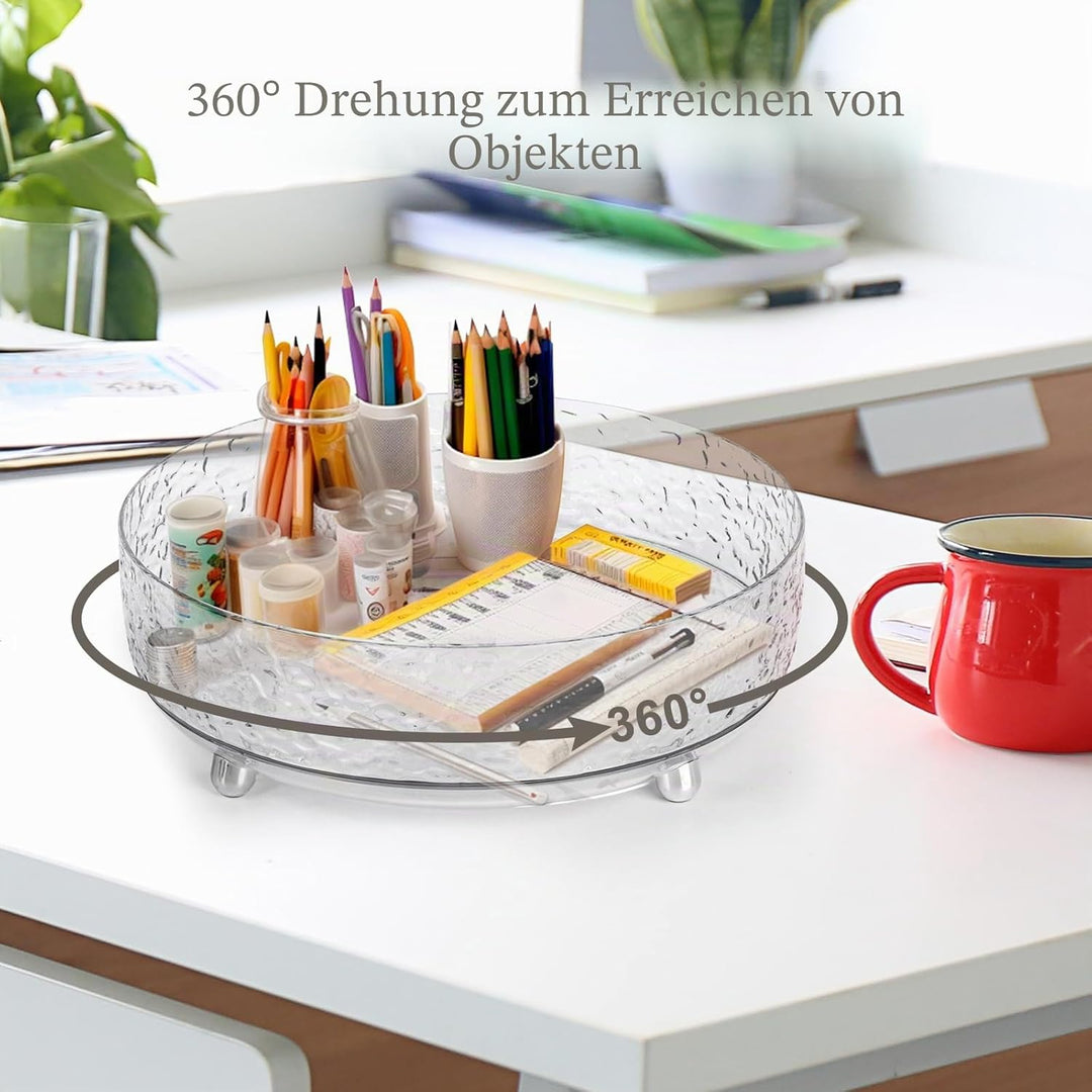 Lazy Susan 360° drehbarer Make up Organizer, 28 cm Parfüm Organizer Tablett, drehbarer Hautpflege Ko