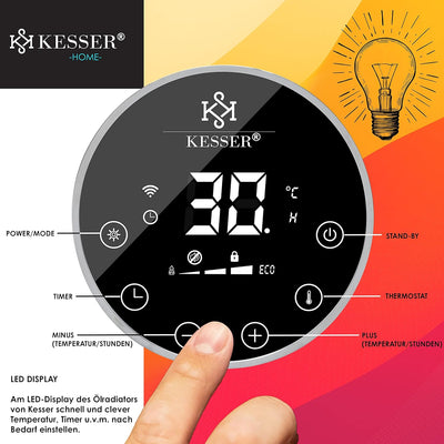 KESSER® Ölradiator 2500W Elektrische Heizung Heizkörper Elektroheizung energiesparend mit Display Wi