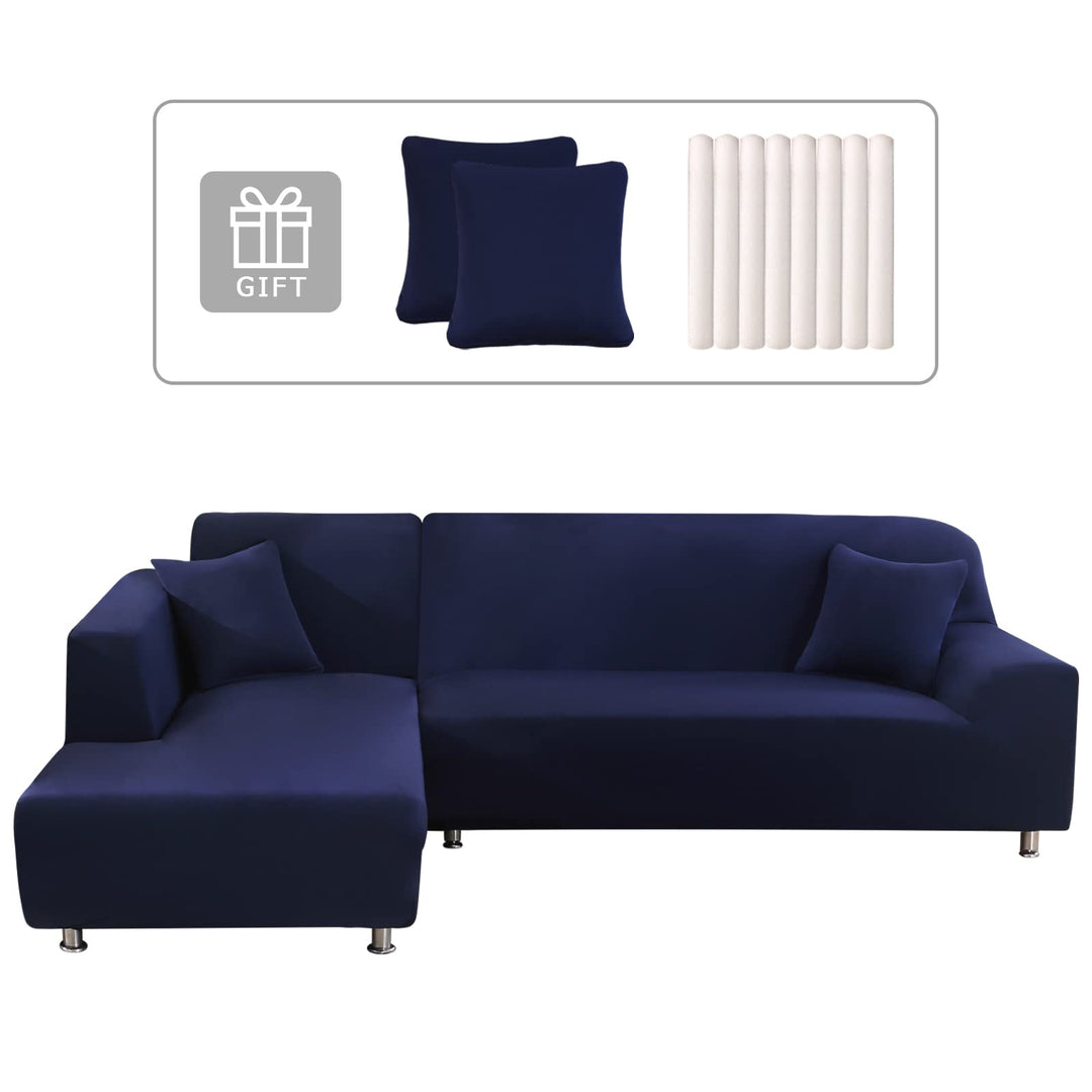 Sofabezug Ecksofa L Form Sofa Überwürfe Stretch Sofabezug L Form Rechts oder Links mit Zwei Kissenbe