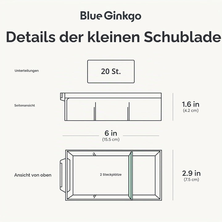 BLUE GINKGO Kleiner Aufbewahrungsschrank mit 20 Schubladen – stapelbare Perlen- und Bastelaufbewahru