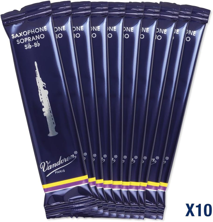 Vandoren SR204 Traditionell Sopran Saxophon Blätter - 10 Einheiten Stärke 4, Stärke 4